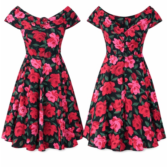 schmeinck Dresses & Skirts - Women’s Off-Shoulder Floral Fit & Flare Dress